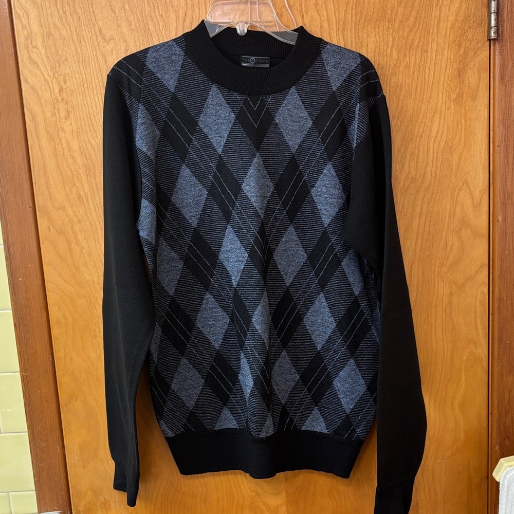 Classic Black and blue Argyle Crewneck Sweater